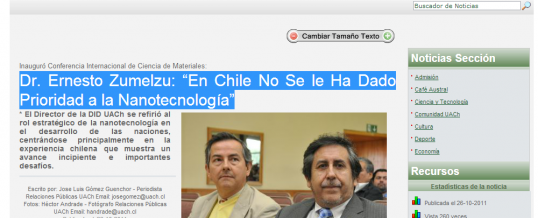 Dr. Ernesto Zumelzu: “En Chile No Se le Ha Dado Prioridad a la Nanotecnología”